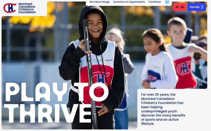 Montreal Canadiens Children's Foundation nonprofit website homepage