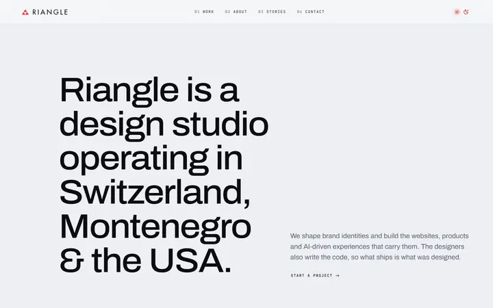Riangle design agency website homepage