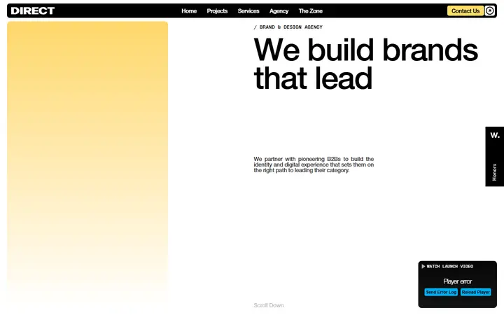 Direct Design Agency design agency website homepage