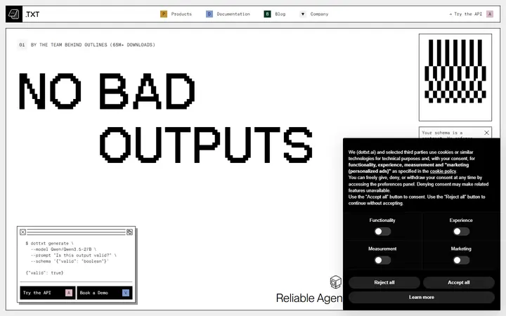 .txt developer tool website homepage
