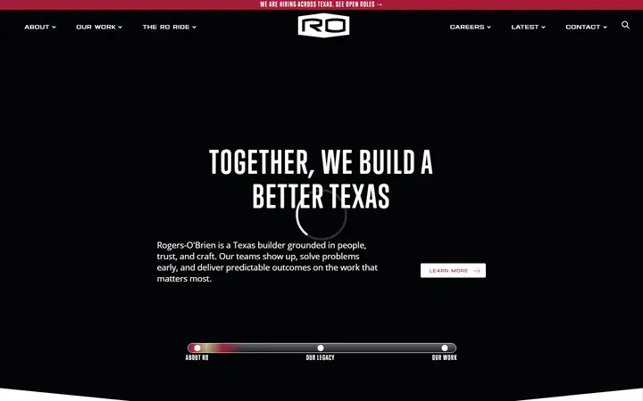Rogers-O'Brien Construction construction company website homepage