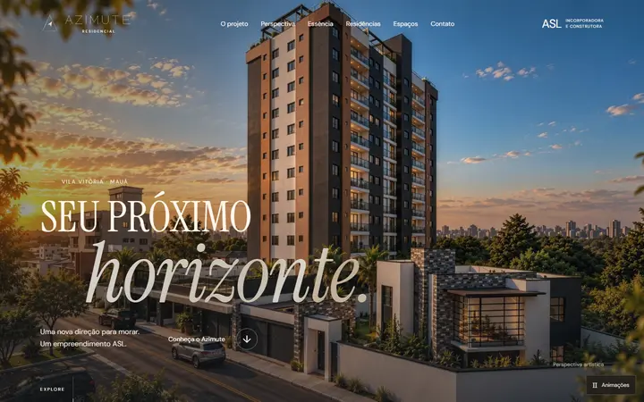 Azimute Residencial property developer website homepage