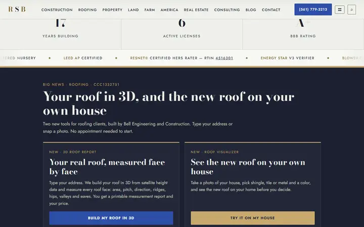 RSB Empire construction company website homepage