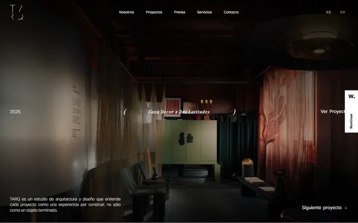 TARQ architecture website homepage