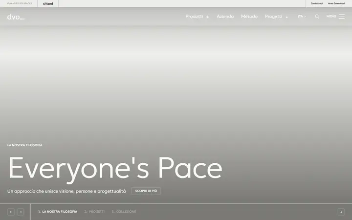 DVO furniture website homepage