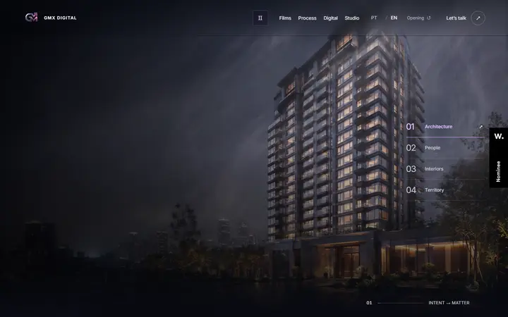 GMX Digital animation studio website homepage