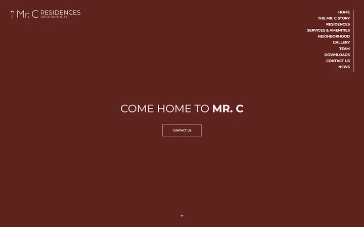 Mr. C Residences Boca Raton property developer website homepage