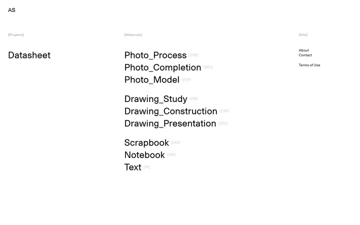 AS architecture website homepage