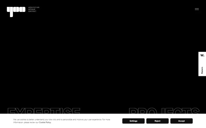 Yoo Interior architecture website homepage