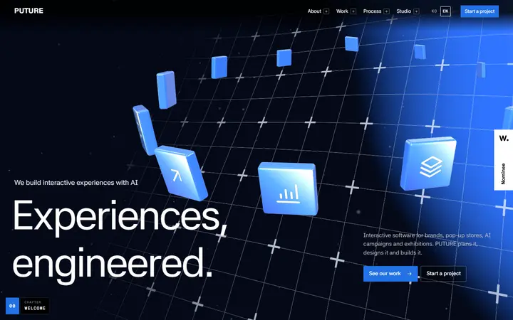 PUTURE web development agency website homepage