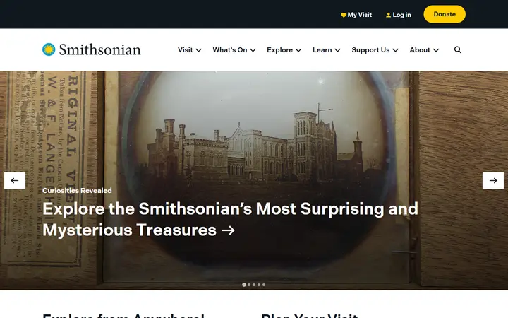 Smithsonian Institution museum website homepage