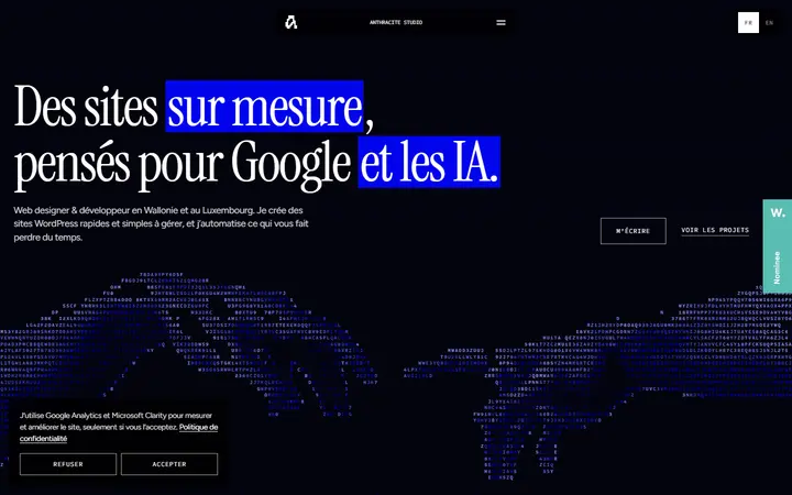 Anthracite Studio design agency website homepage