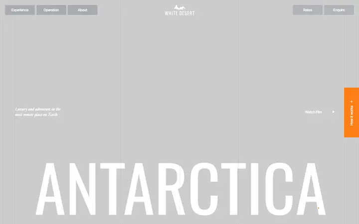 White Desert travel agency website homepage