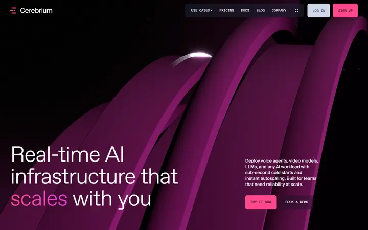 Cerebrium developer tool website homepage