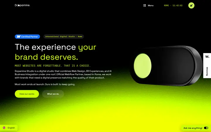 What does Dopamine Studio do? design agency website homepage