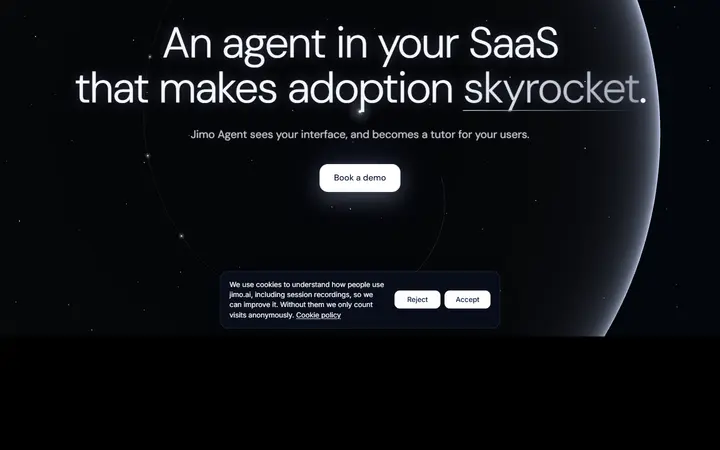 Jimo SaaS website homepage