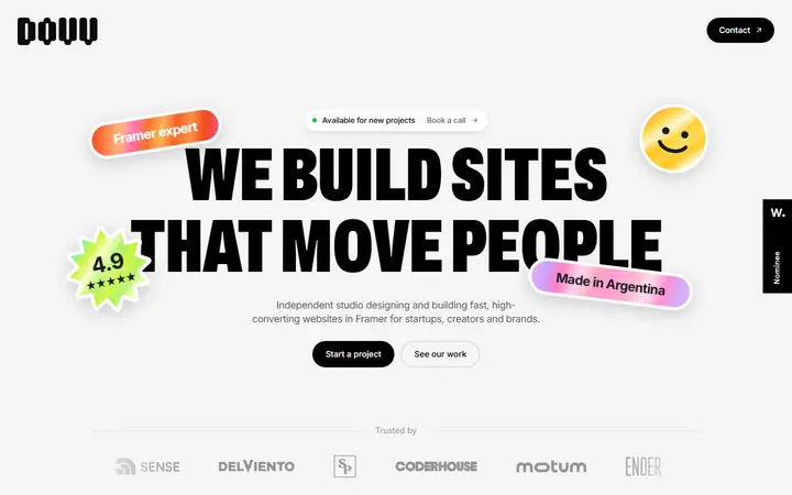 DOVV Studio design agency website homepage