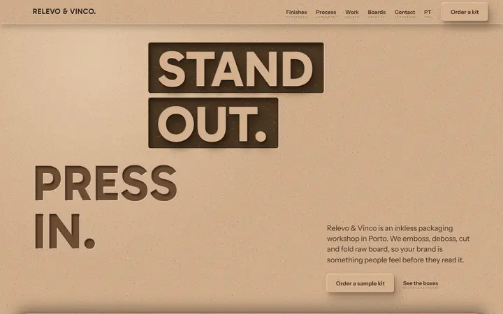 Relevo & Vinco design agency website homepage