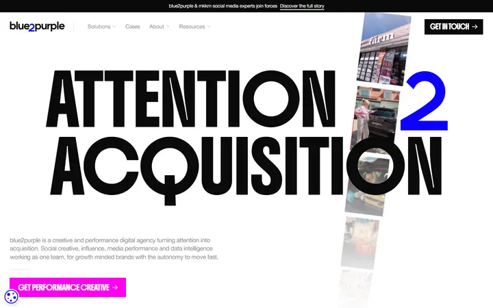 blue2purple services marketing agency website homepage