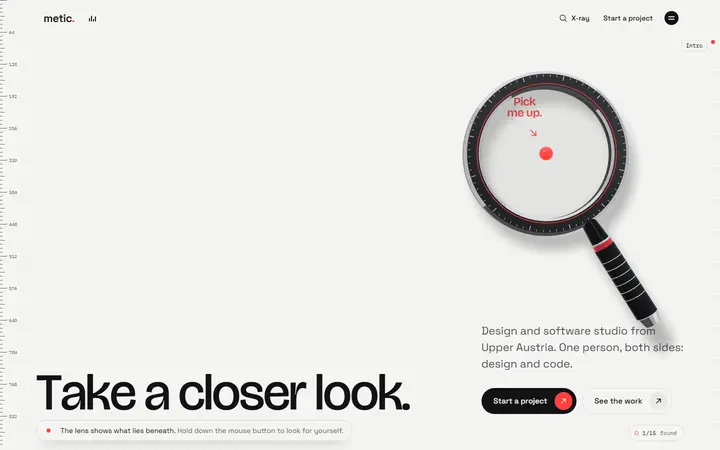 metic. design agency website homepage