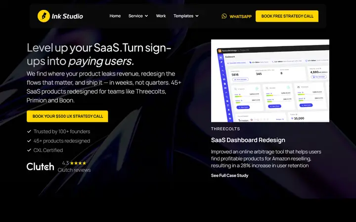 Ink Studio design agency website homepage