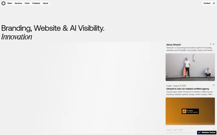 Oimachi design agency website homepage