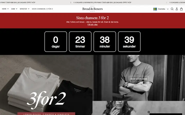 Bread & Boxers fashion brand website homepage
