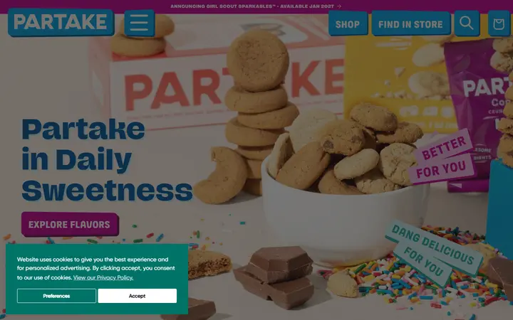 Partake Foods food brand website homepage