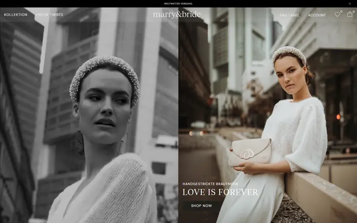 marry&bride fashion brand website homepage