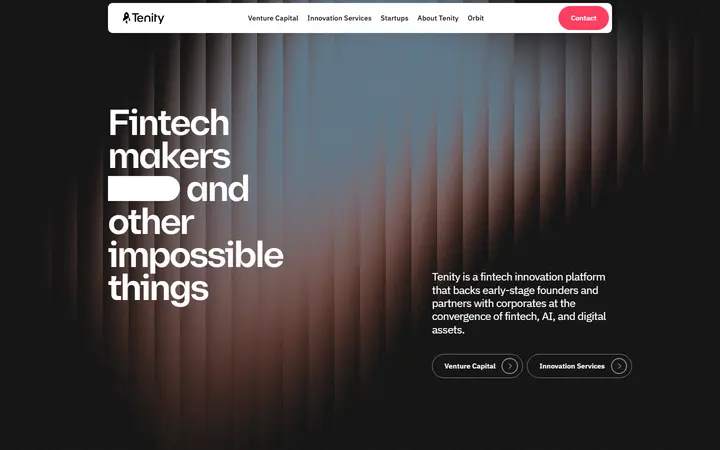 Tenity venture capital website homepage